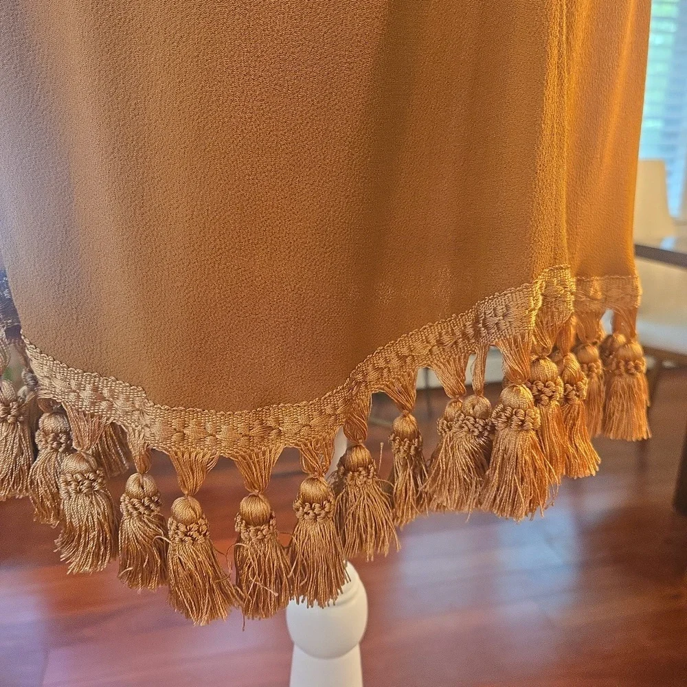 NWT REFORMATION Taurus Dress Sleeveless V Neck Plunge Tassled Toffee XS - Picture 6 of 9
